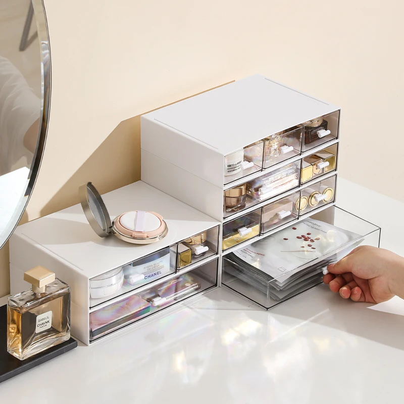 Different Sizes Random Combination Plastic Stationery Storage Box Cosmetic Organizer Stackable