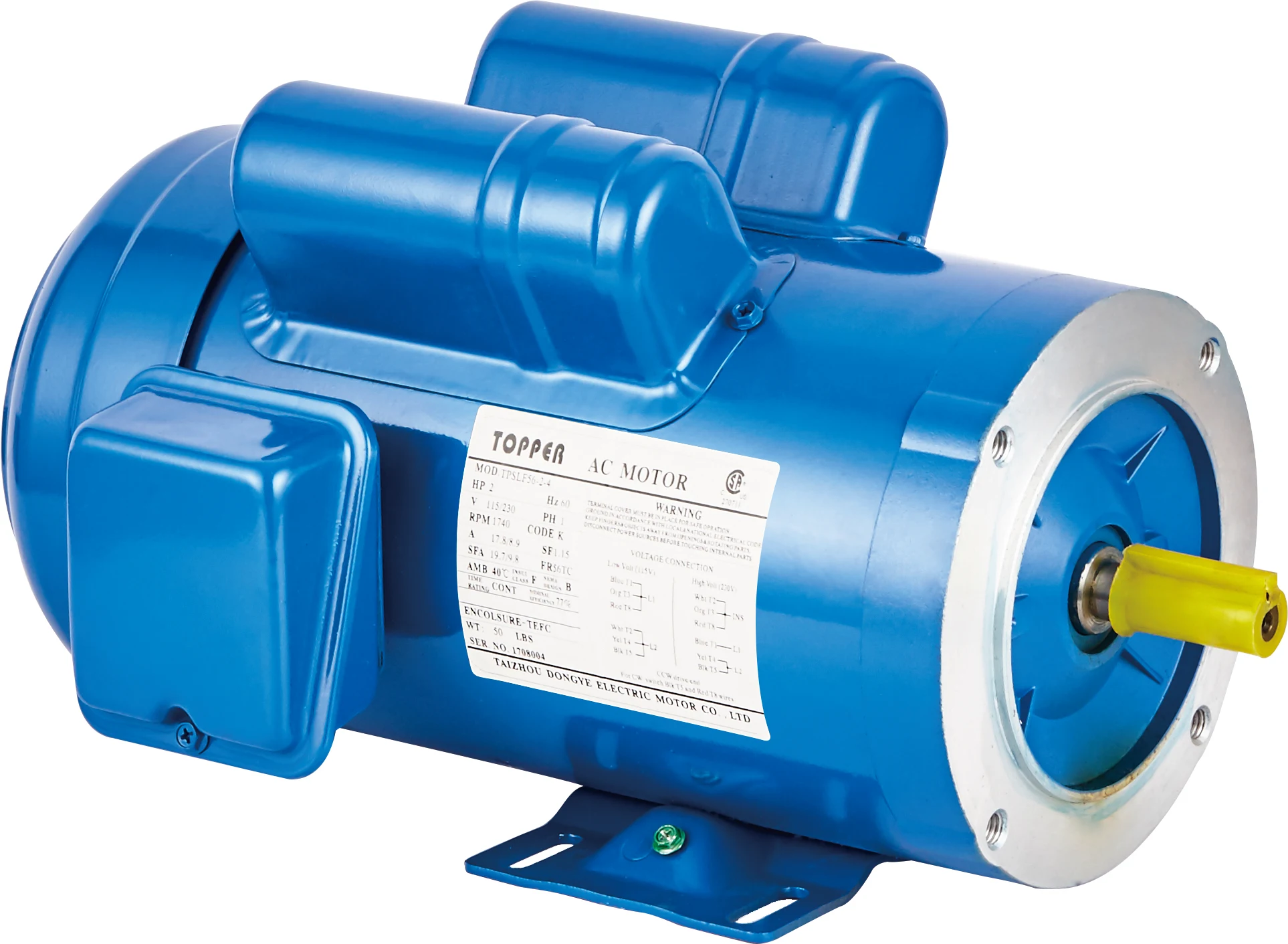 Nema Single Phase 3600rpm 1/3Hp Frame 48c 56c electric motor