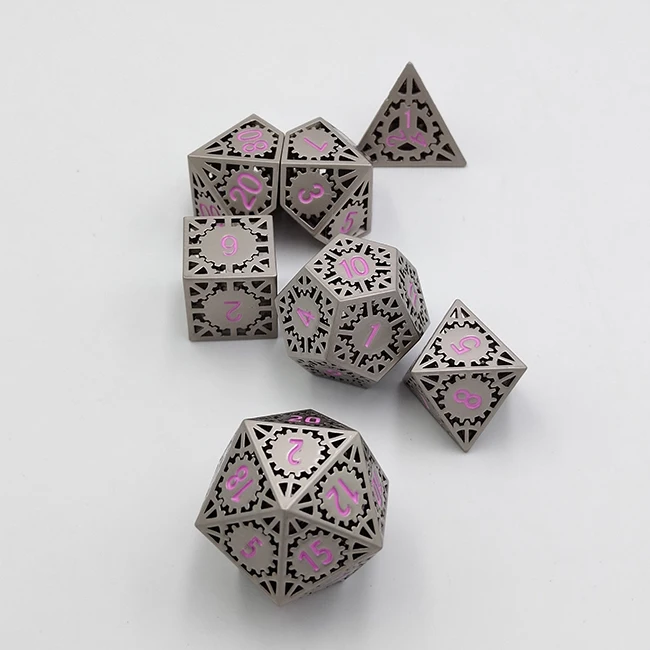 
Metal hollow dice wholesale factory custom designed metal dice sets for dnd board game entertainment 