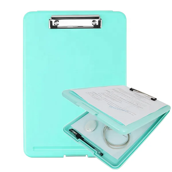 Promotional Eco friendly Slim Plastic Clip board with Portable large capacity Storage Nursing Clipboard