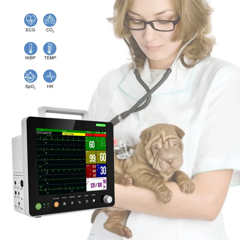 High quality animal clinic use vet monitoring veterinary monitor multi-parameter veterinary patient monitor with capnography