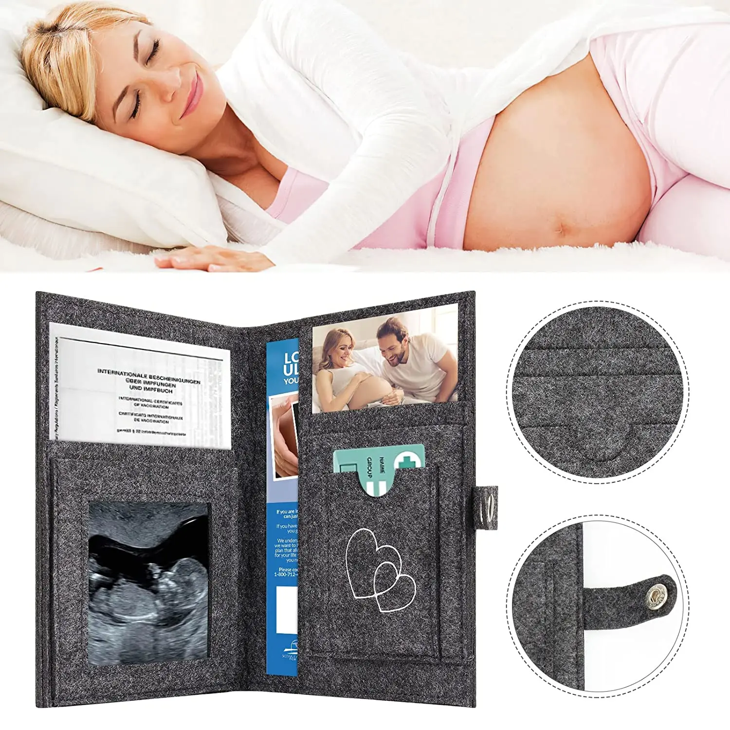 Eco-Friendly custom embroidery organizer felt baby pregnant women maternity mother passport cover holder and mutterpass