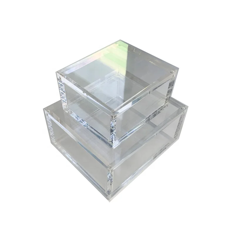 Luxury Acrylic Display Packing Box Clear Plastic Storage Box Organizer 10mm Thickness Customized