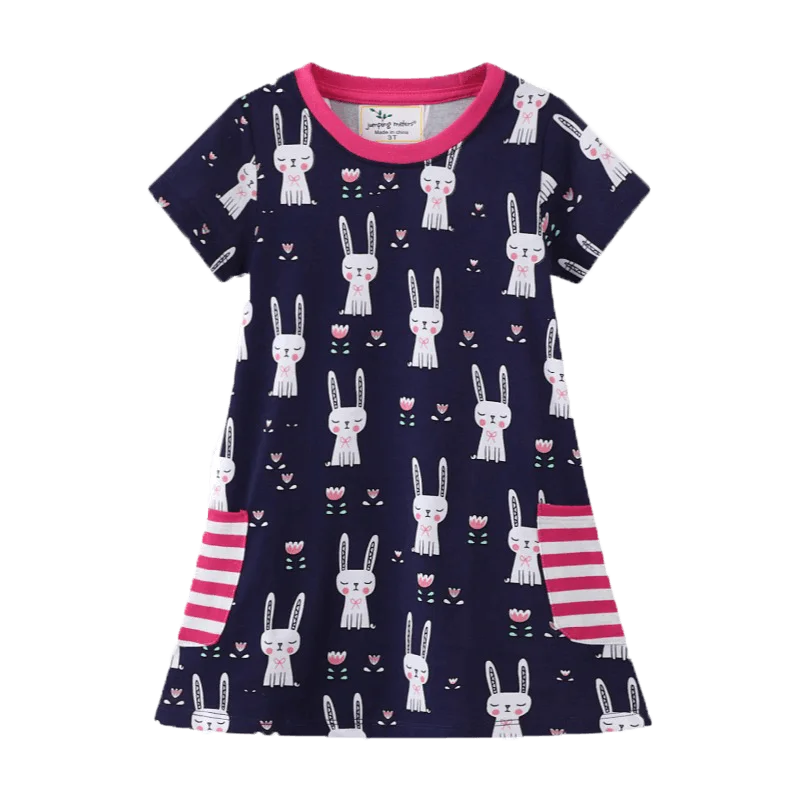 2022 Fashion Cute Korean Stylish Cotton 3D Flower Applique Baby Collar Pink Little Girls Clothes Dress For Kids Summer