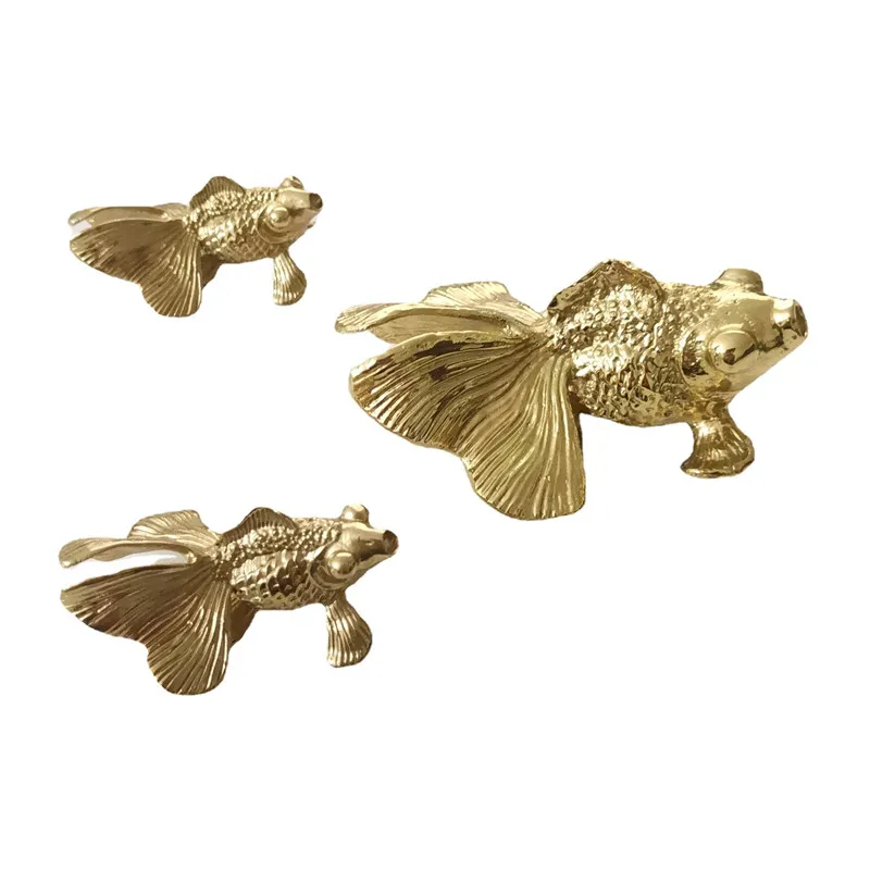 Brass Goldfish Furniture Wine Drawer Wardrobe Candy Box Kitchen Cabinet Door Decoration Animal Handles