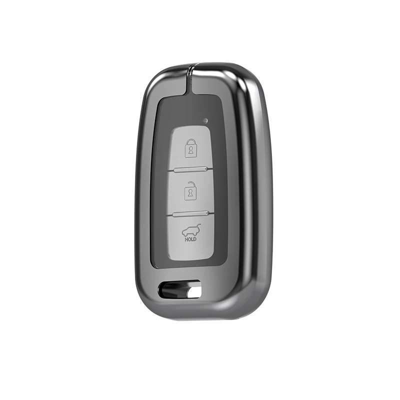 Wholesale  zinc alloy metal silicon car key case cover fob shell for hyundai 3 buttons ix35 ,k5