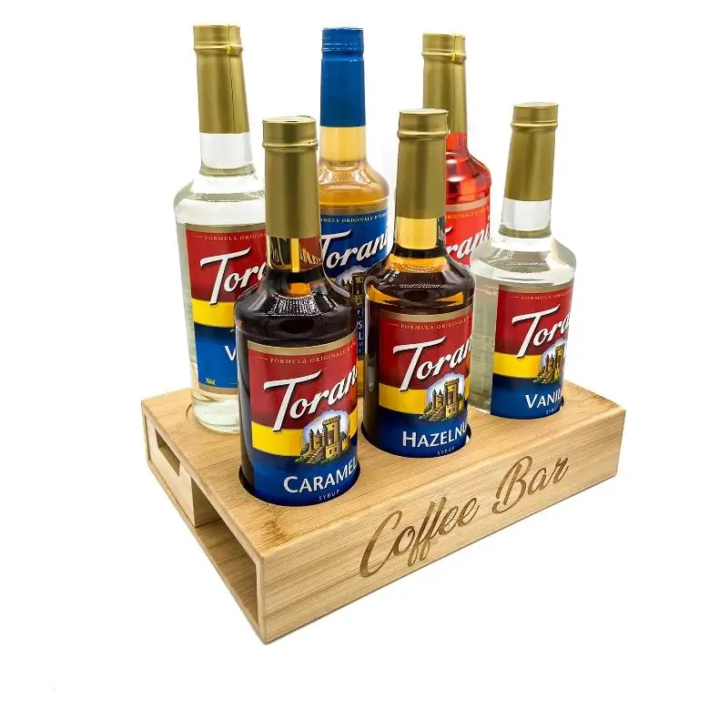 Столешница, отдельно стоящая настольная кофейная станция, органайзер, 6 бутылок, бамбуковая подставка для кофейного сиропа