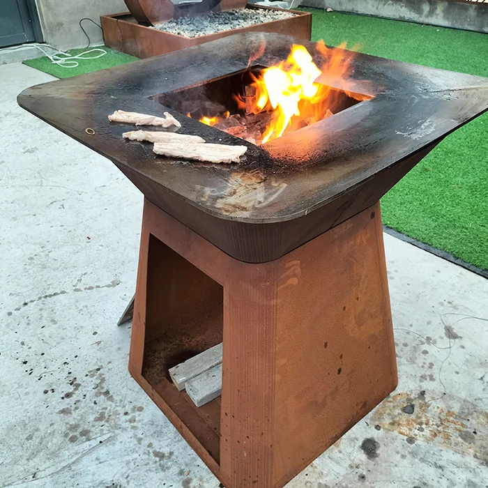 Garden Metal Firepit Fire Bowls Charcoal Barbecue Grills Camping Outdoor Barbecue Corten Steel Balcony BBQ Grill