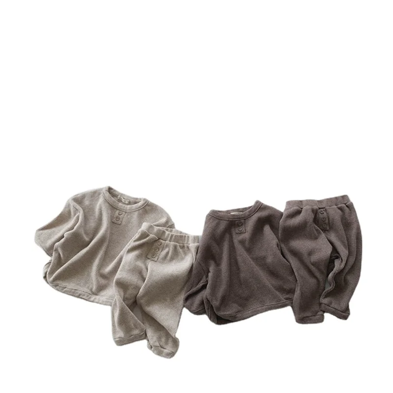 Bulk wholesale kids clothing set cute baby winter clothes fashion children boutique solid clothing sets