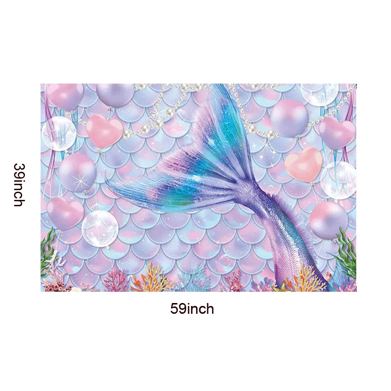 Фотофон 4,92x3,28 футов баннер на день рождения Декор торт стол реквизит под морем девочки Русалка день рождения