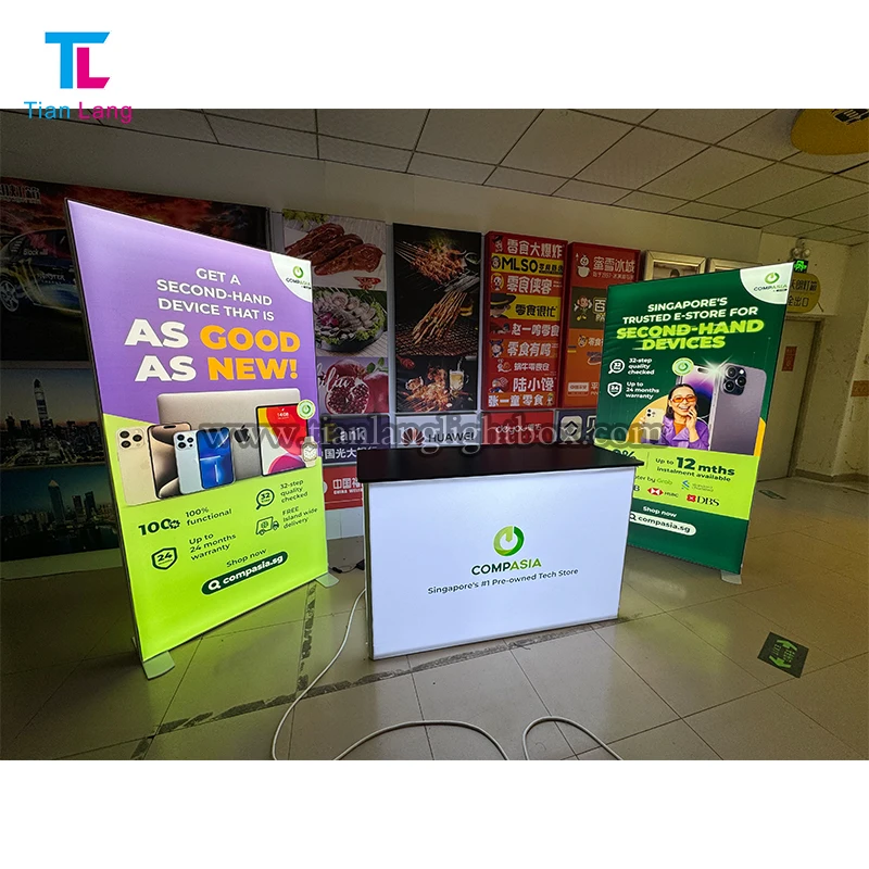 8ft Tension Fabric Trade Show Backlit Display Modular Exhibition Tradeshow Modern Design Tool Free SEG Promotional Counter