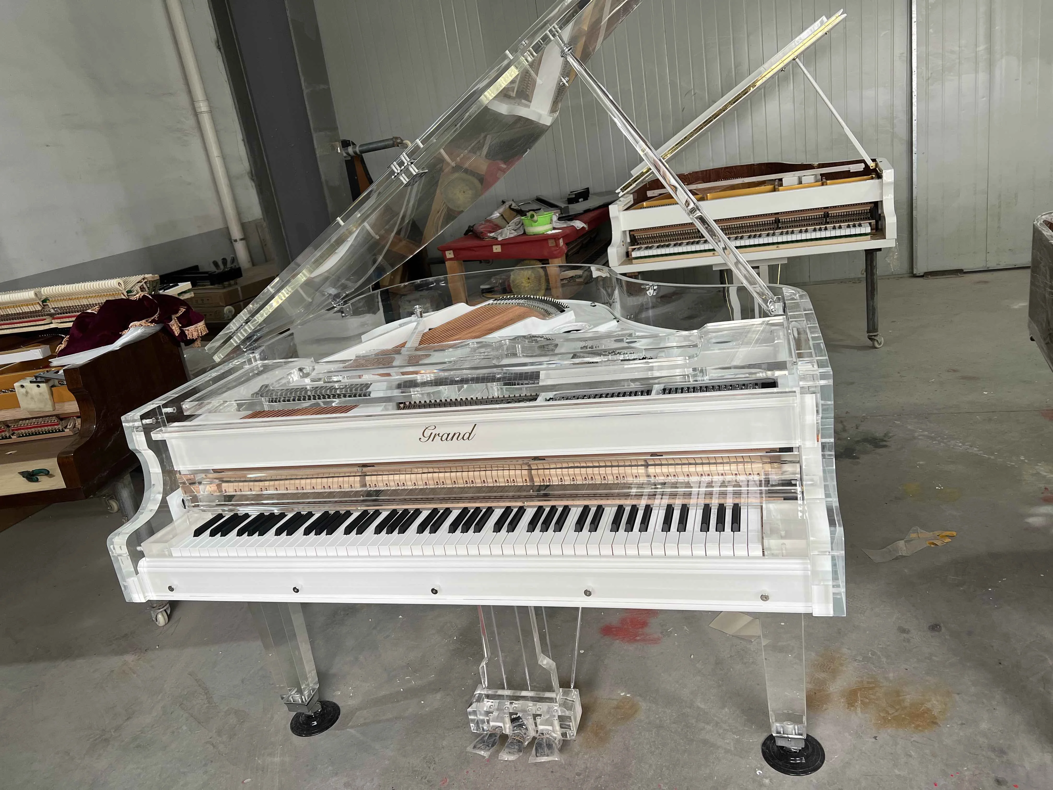 Custom Acrylic Baby Grand Piano for sale GP152A with LED lights Crystal Piano Accept Piano OEM