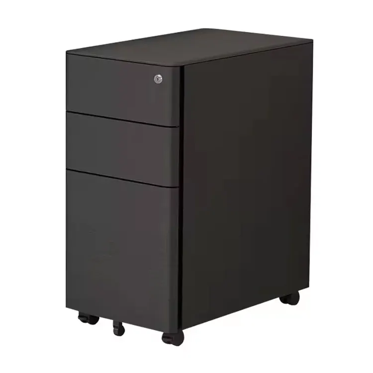 disassemble index card 3 drawer pedestal storage staff lock rolling mobile furniture office metal steel narrow filing cabinet