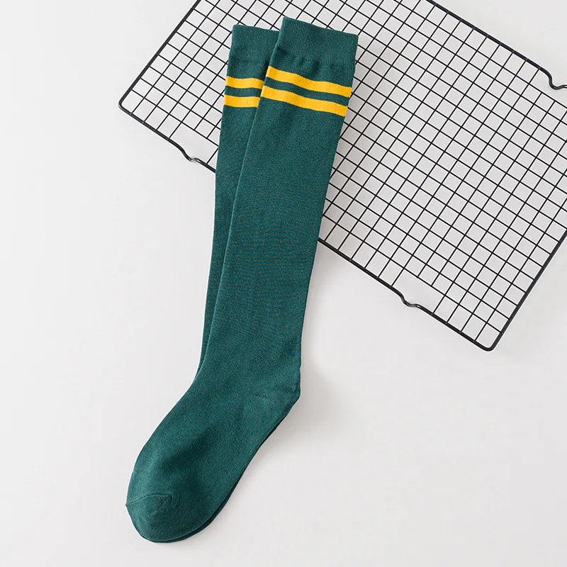 Носки женские хлопковые до колен, под заказ, длинные пикантные полосатые До Колена Для Женщин и школьниц, белые черные