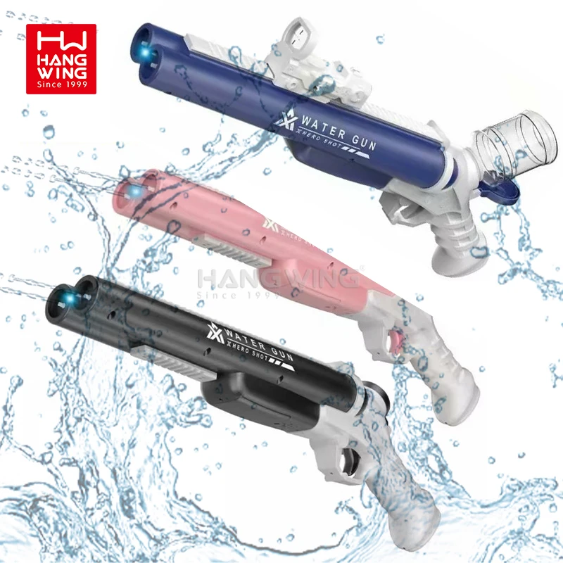 HW Summer Outdoor Shooting Shotgun Game Toys Electric Automatic Burst Double Barrel Double Water Hole Water Gun for Kids