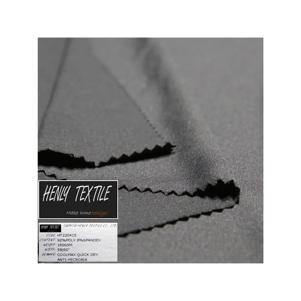 HT220415 92%POLYESTER 8%SPANDEX 160GSM COOLMAX QUICK DRY ANTI-MICROBIAL KNITTED JERSEY FABRIC FOR UNDERWEAR LINGERIE