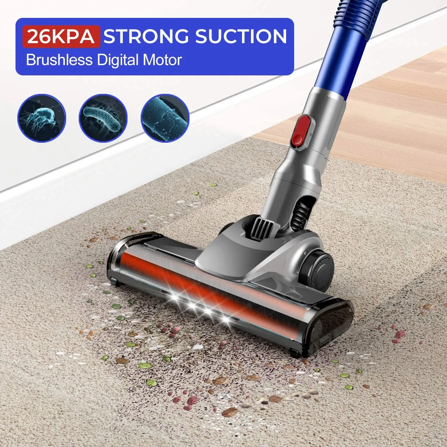 2 in 1 23KPA Foldable Tube Bagless Electric Vacuum Broom Cleaner Multi-functional Cordless Smart Broom with built-in Vacuum