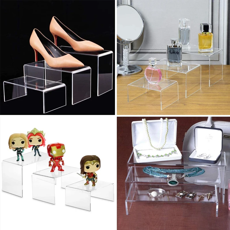 Clear Acrylic Display Risers Showcase acrylic plinths display stand  U-shaped acrylic dessert table cake snack display stand