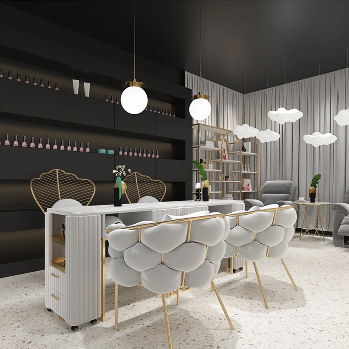 Marble Iron sofa-chair  fashional professional salon nail tech tables nageltisch manicure station manicure table and chair set