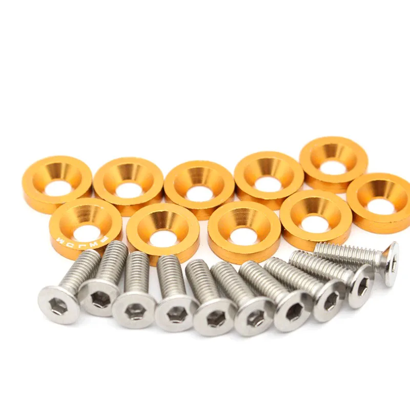 Factory Direct M6 Conical Aluminum Fender  Washer  Car Modified M6 washer and bolt Set