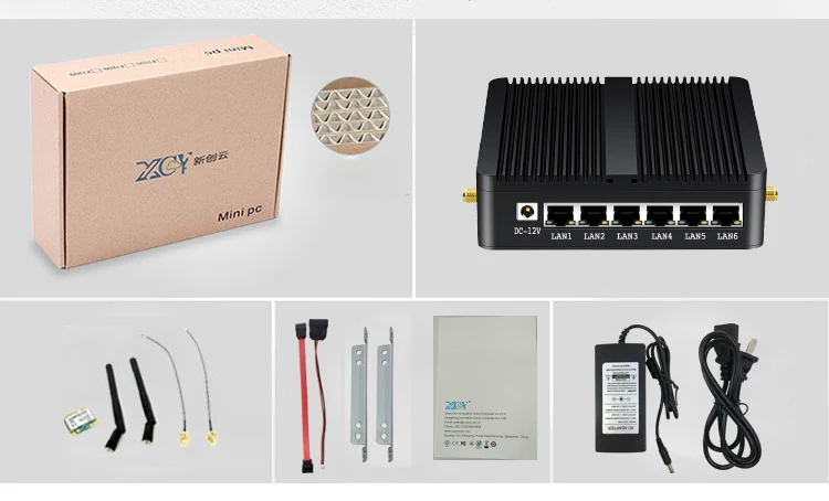  Мини-ПК Barebone Pfsense 6 гигабит Ethernet RJ45 LAN NIC In-tel Ce-leron J1900 четырехъядерный безвентиляторный