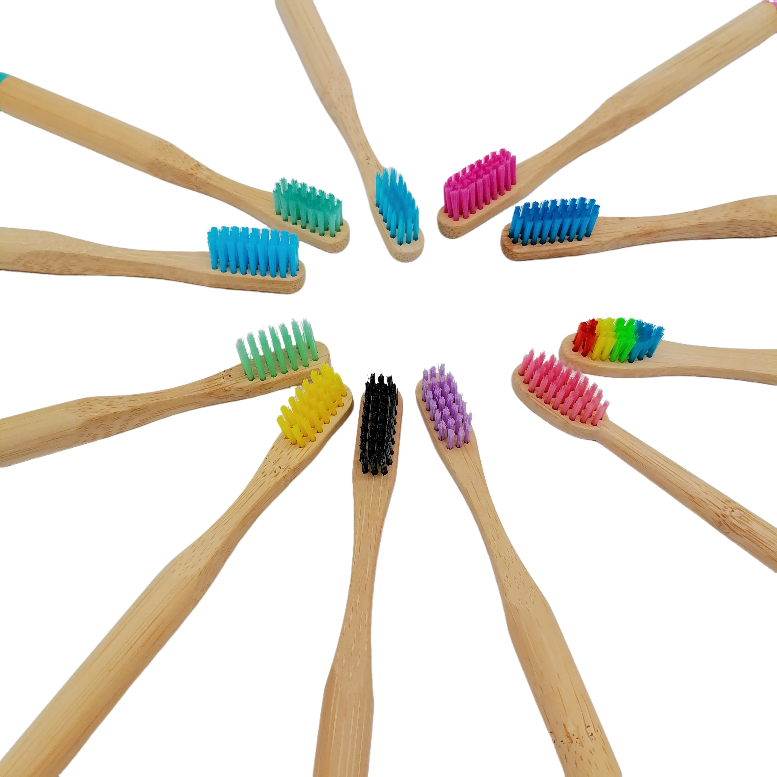 Custom Logo Natural Bamboo Hotel Toothbrush 100% Biodegradable Eco-Friendly Disposable Adults Children Soft Medium Home Travel