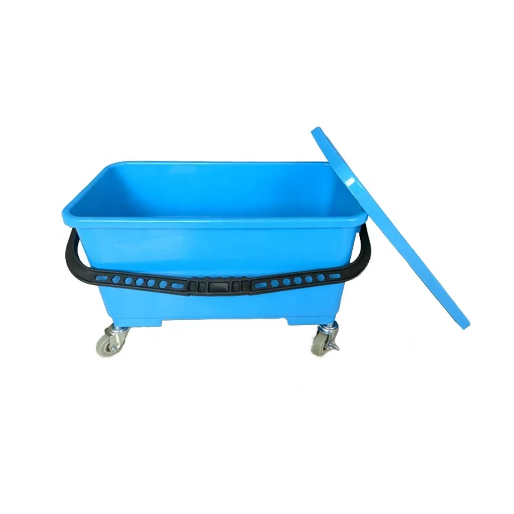 EcoClean 6 Gallon 25L commerical heavy duty  window squeegee mop cleaning bucket easy move with wheel