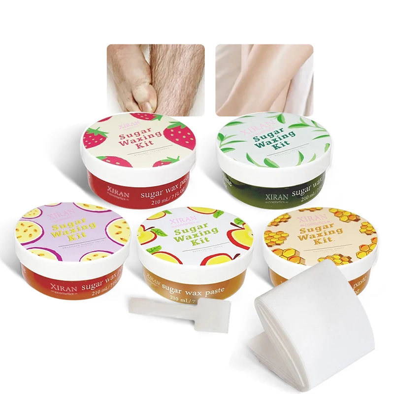 OEM Private Label Cool Honey Fruit Organic Vegan Sugaring Paste Set Leg Body Face Painless Hair Removal Soft Sugar Wax