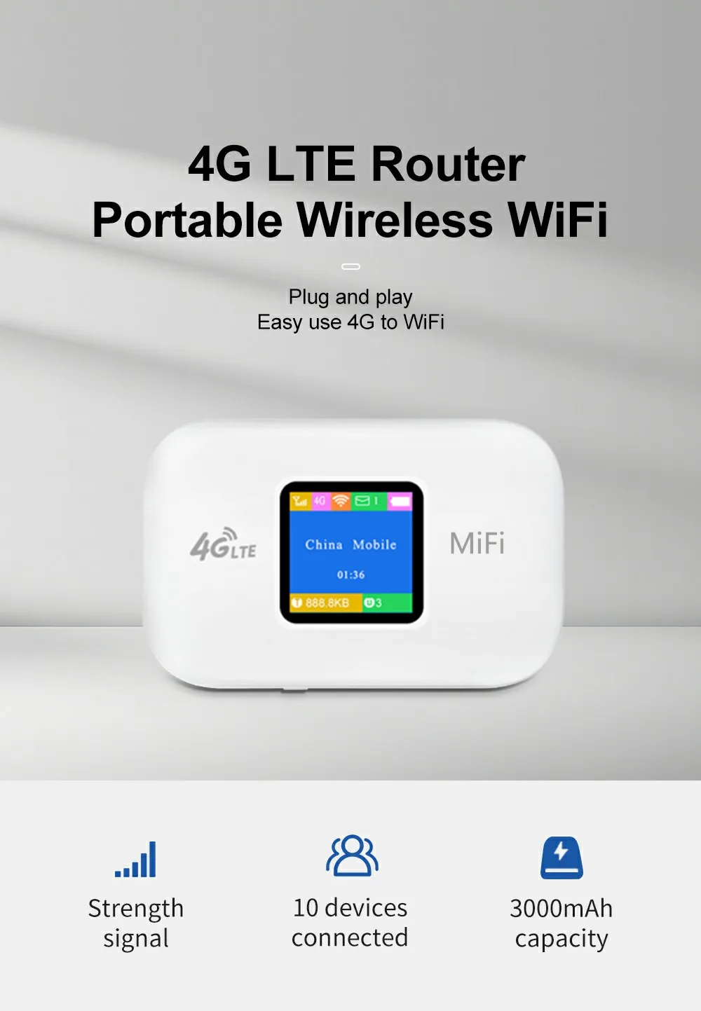 4G Hotspot Wifi Router Mobile150Mbps CPE 4G LTE Router Pocket Mobile Hotspot For Travel 3000mAh Battery High Speed Internet