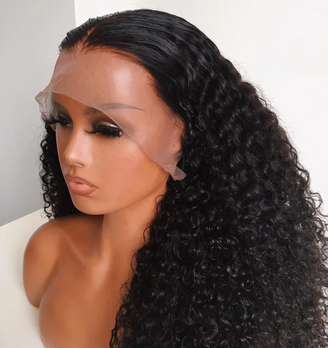 Premier 8 inch to 30 inch 13X6 lace frontal wig with elastic band 3B Curly brazilian hair wigs for black women