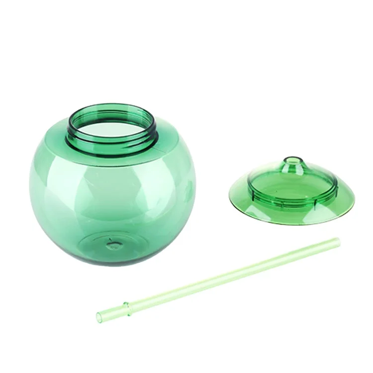 LFGB standard promotional food grade colorful options fashion bar disco tumbler round ball shape plastic cup with straw