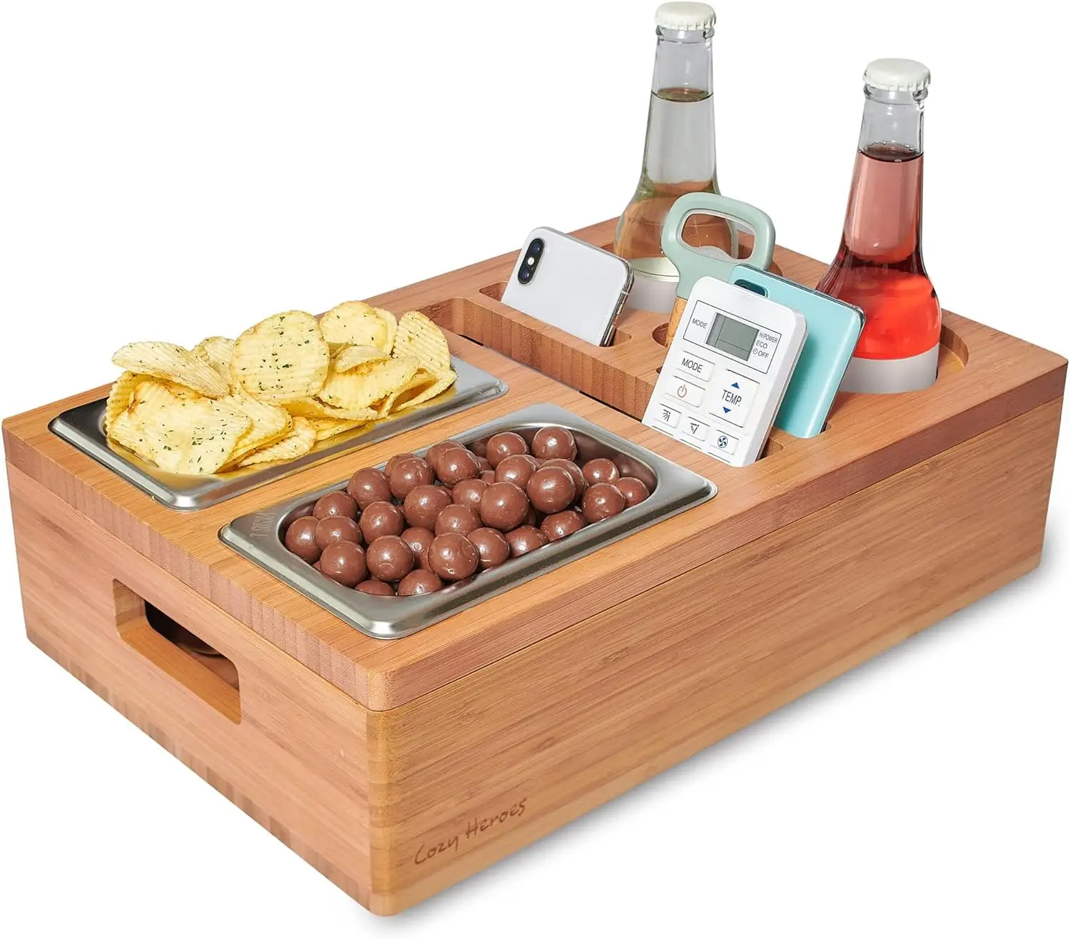 Couch Island Cup & Drink Holder with Snack Tray Snack Caddy for  Couch Sofa,Bed,TV Lovers. Couch Console Caddy Bar Tray
