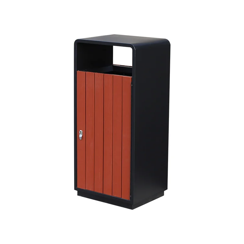Public outdoor street  bin waste garbage waterproof plastic wood trash bin trash can