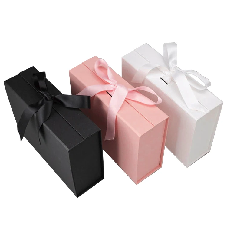 Luxury Cute Birthday Snack Foldable Magnetic Cosmetic Cover Gift Box Custom Logo with Packaging Featuring Ribbon