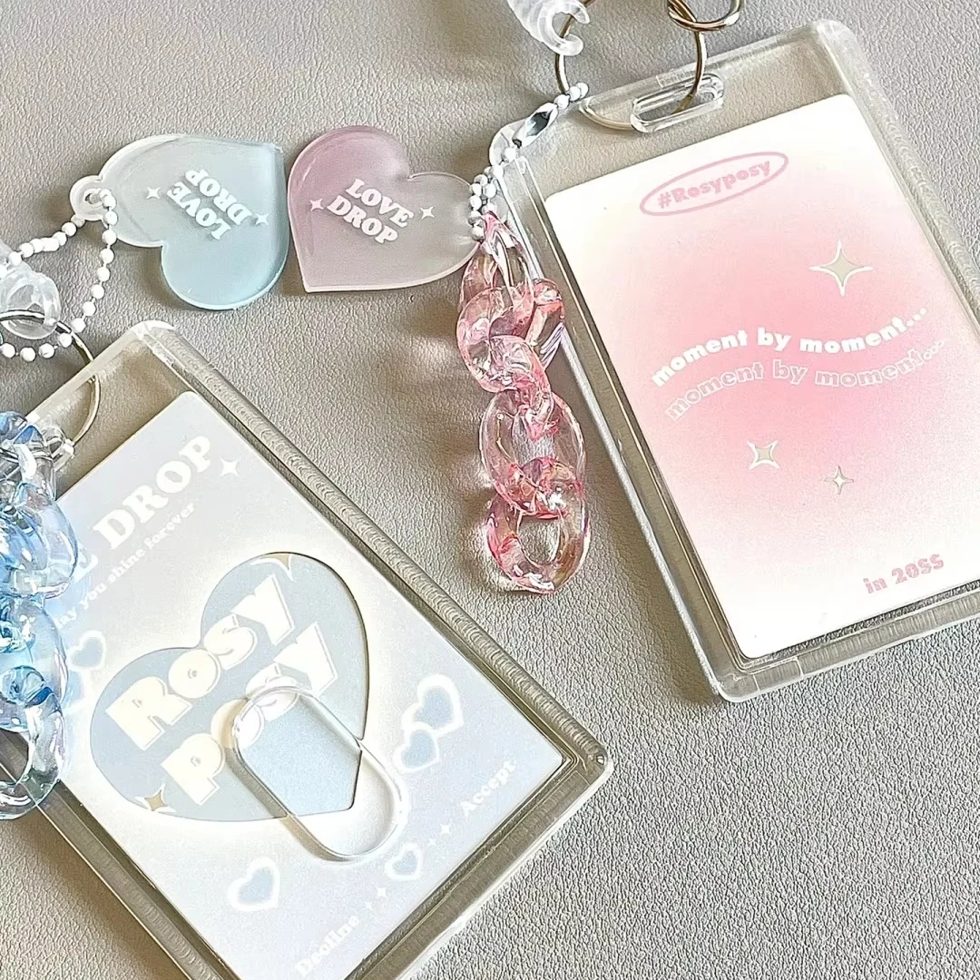 acrylic keychain for id card kpop photocard lomo card polaroid instax film 3 inch card holder frame