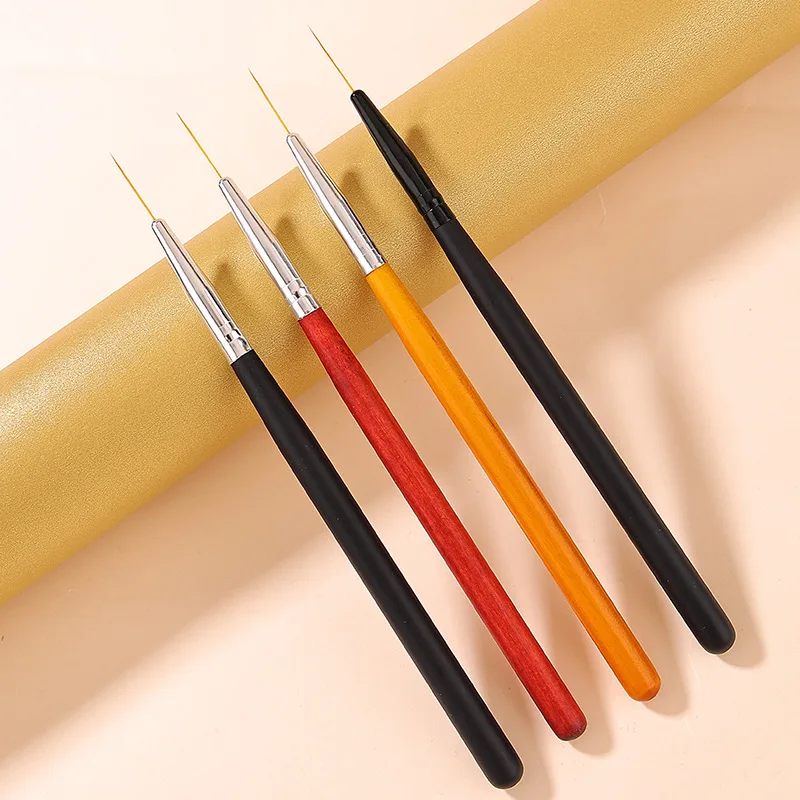 6 pcs 5MM 7MM 9MM 11MM 25MM Synthatic Nylon Hair Striping Liner Brushes Set All Black Wooden Handle Black Ferrule Liner Brushes