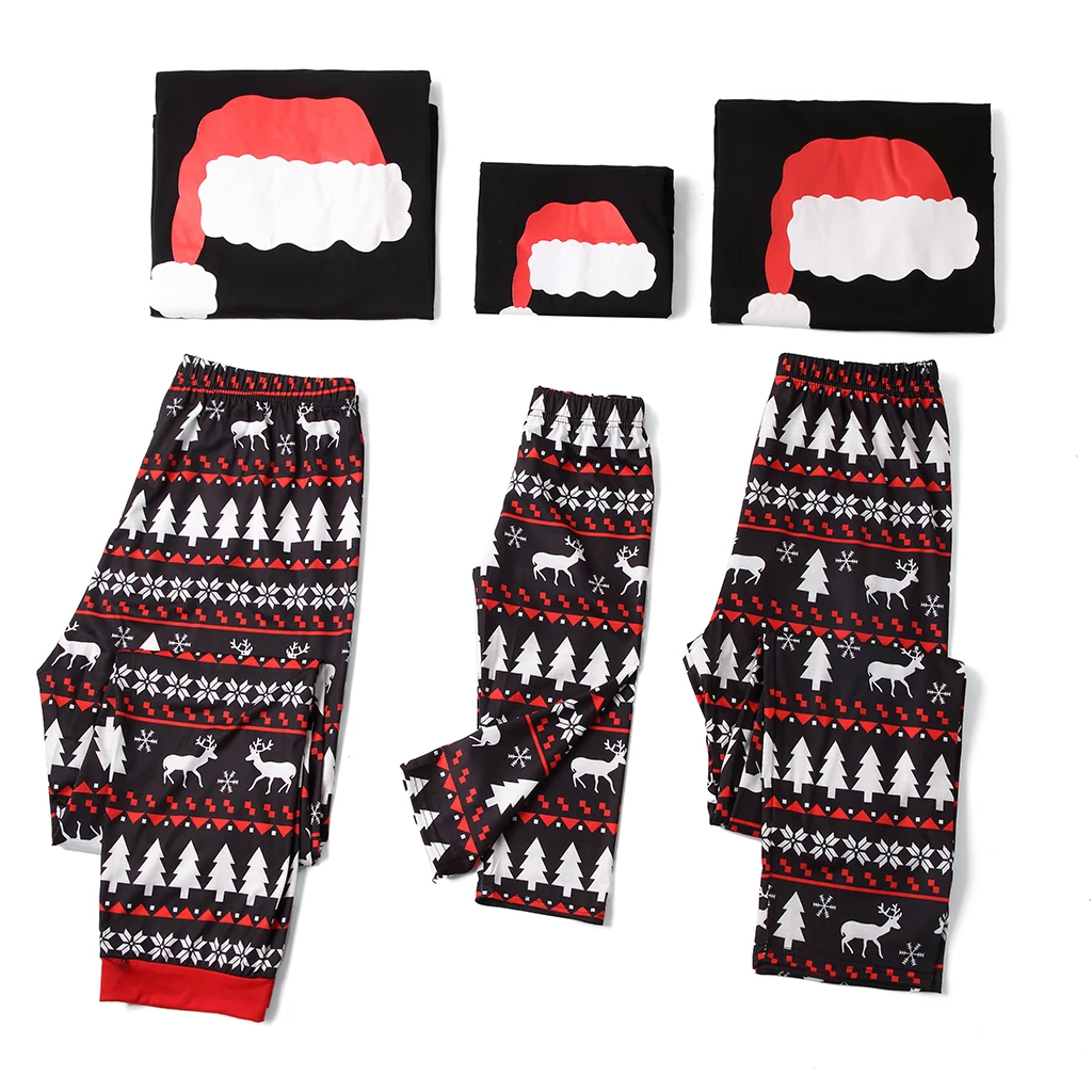 
autumn and Winter 2020 new style Christmas hat family suit pajamas adult printed home service 