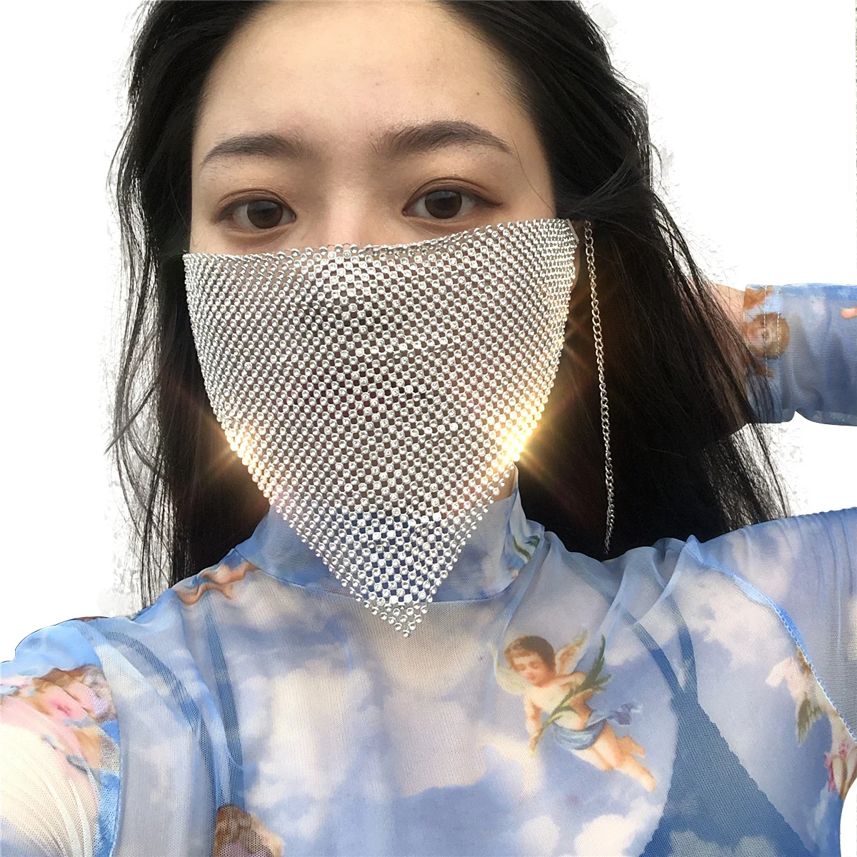  SHIXIN Роскошная маска на лицо для вечеринки Хэллоуин модная женская с вуалью геометрической формы яркими стразами женщин ювелирные