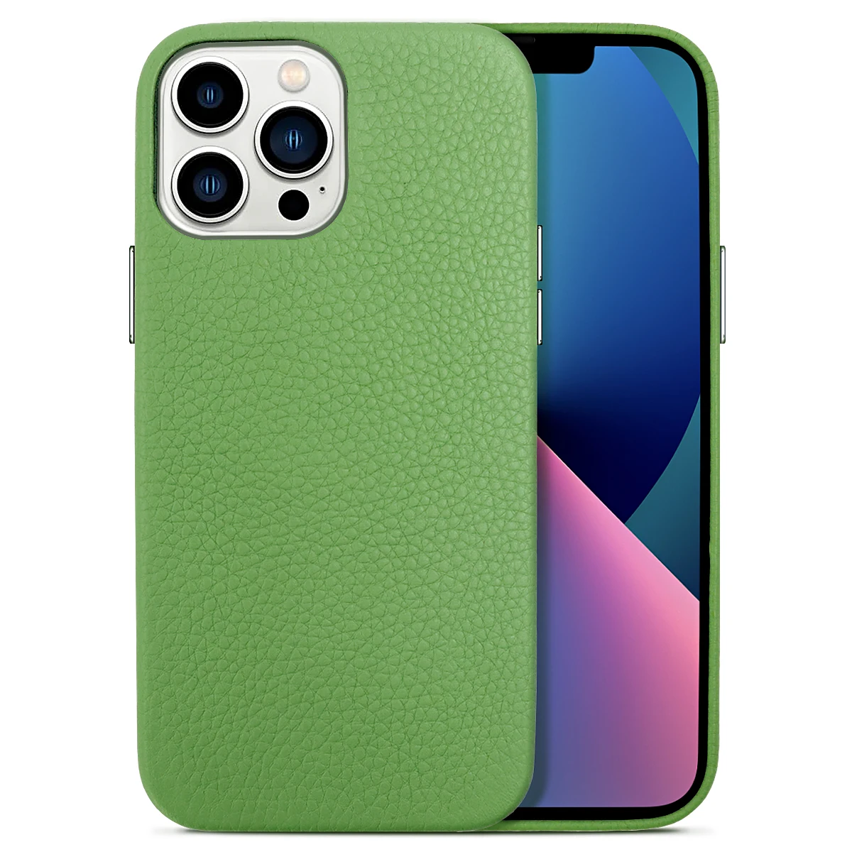 High Quality Leather Fully cover Slim Pebble Grain Mobile Phone Case for iPhone 13