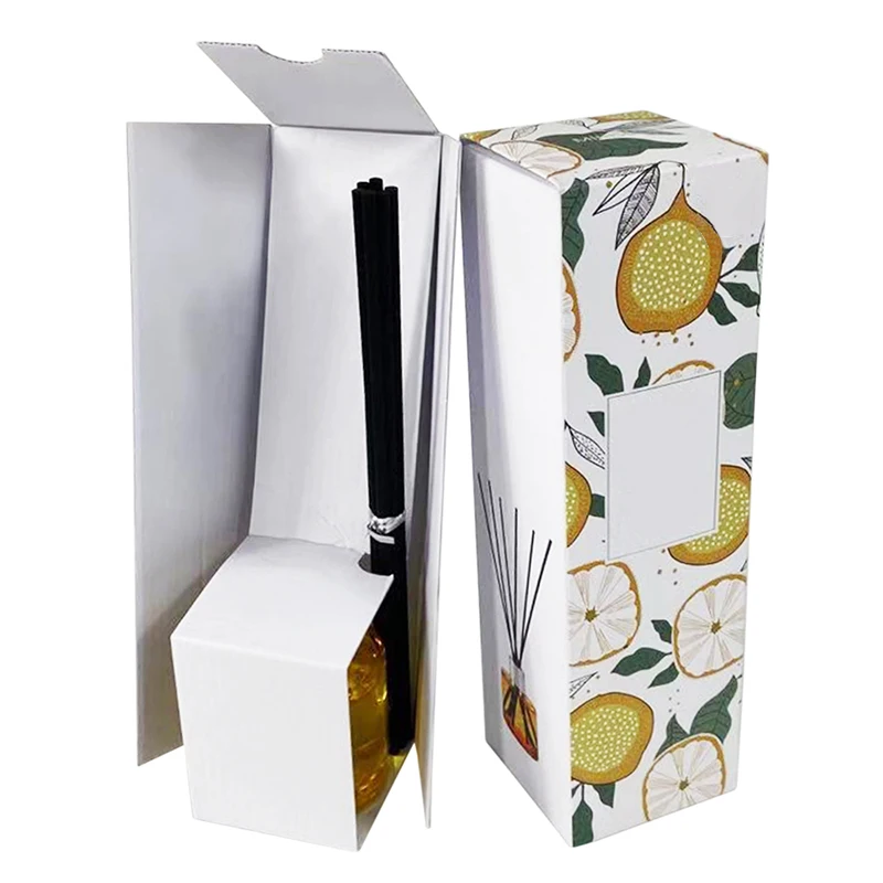 Custom print packaging 80 ml cosmetic reed diffuser perfume oil bottle paper gift box with corrugated paper inside