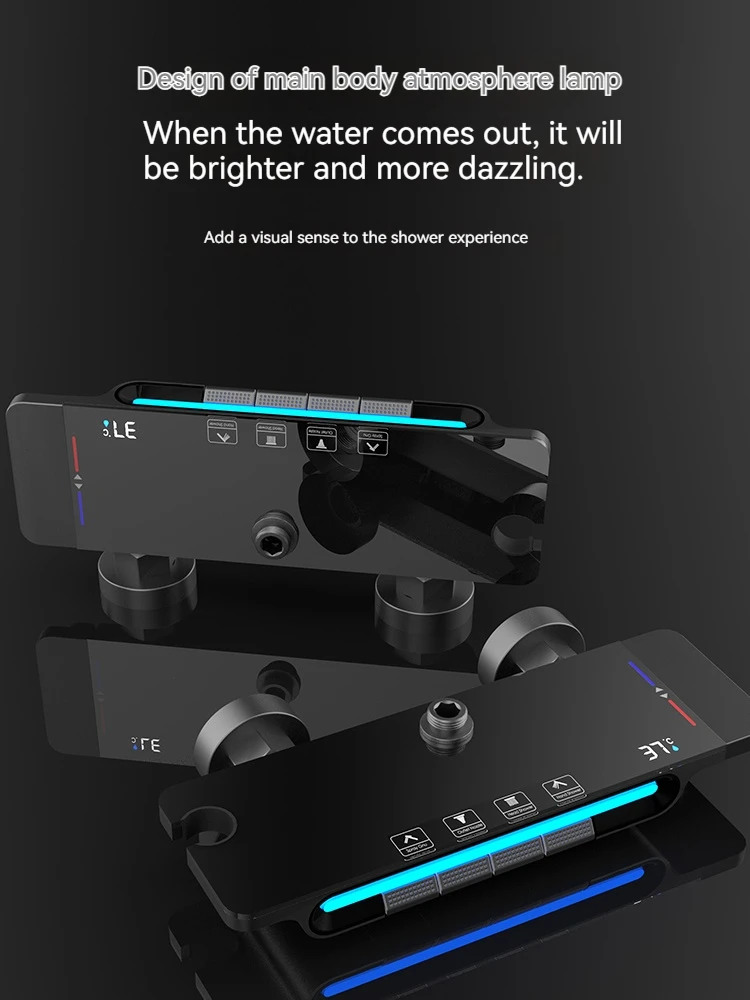 Adjustable Square Thermostatic Bath Shower Faucet Bathroom Hot Cold Bathtub SPA Rainfall Modern Smart Shower Set