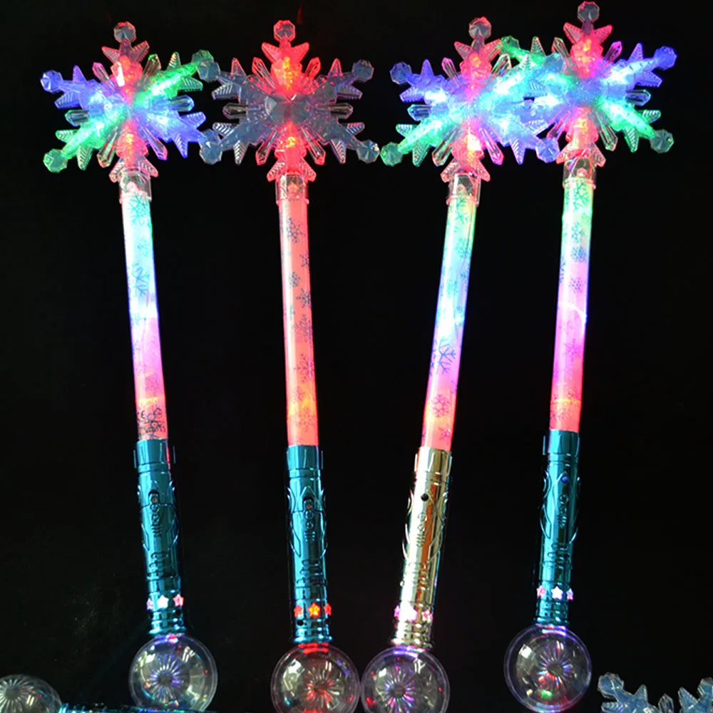 Plastic Snowflake Fairy Wand Led Lights, Snowflake Princess Fairy Stick, Snowflake Led Glow Wand