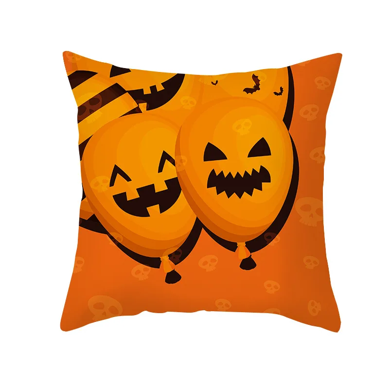 Halloween Cushion Cover 45x45 Polyester Pillowcase Decorative Sofa Chair Cushions Home Decor Black Yellow Pillow Cases