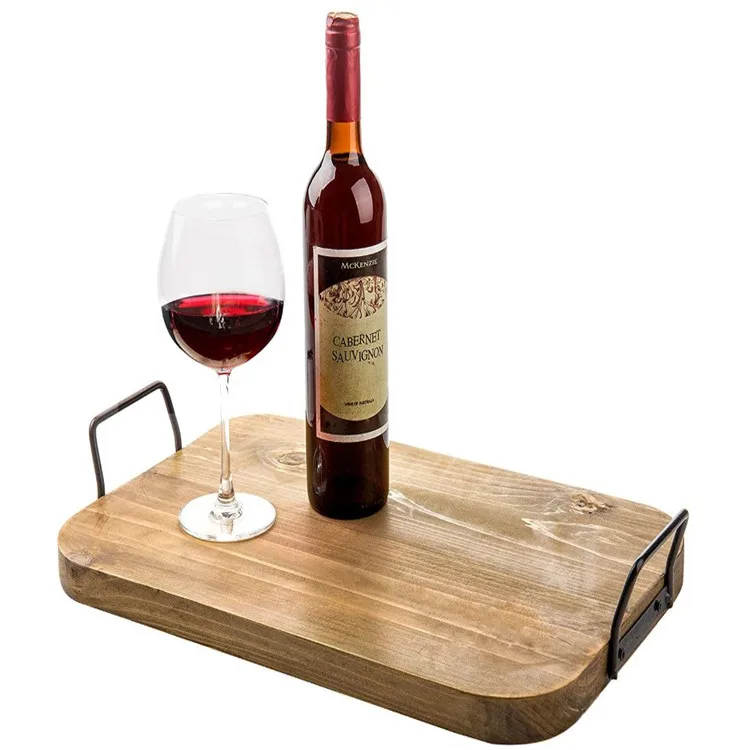 Perfect office relaxation reading organize wooden tray with metal handles