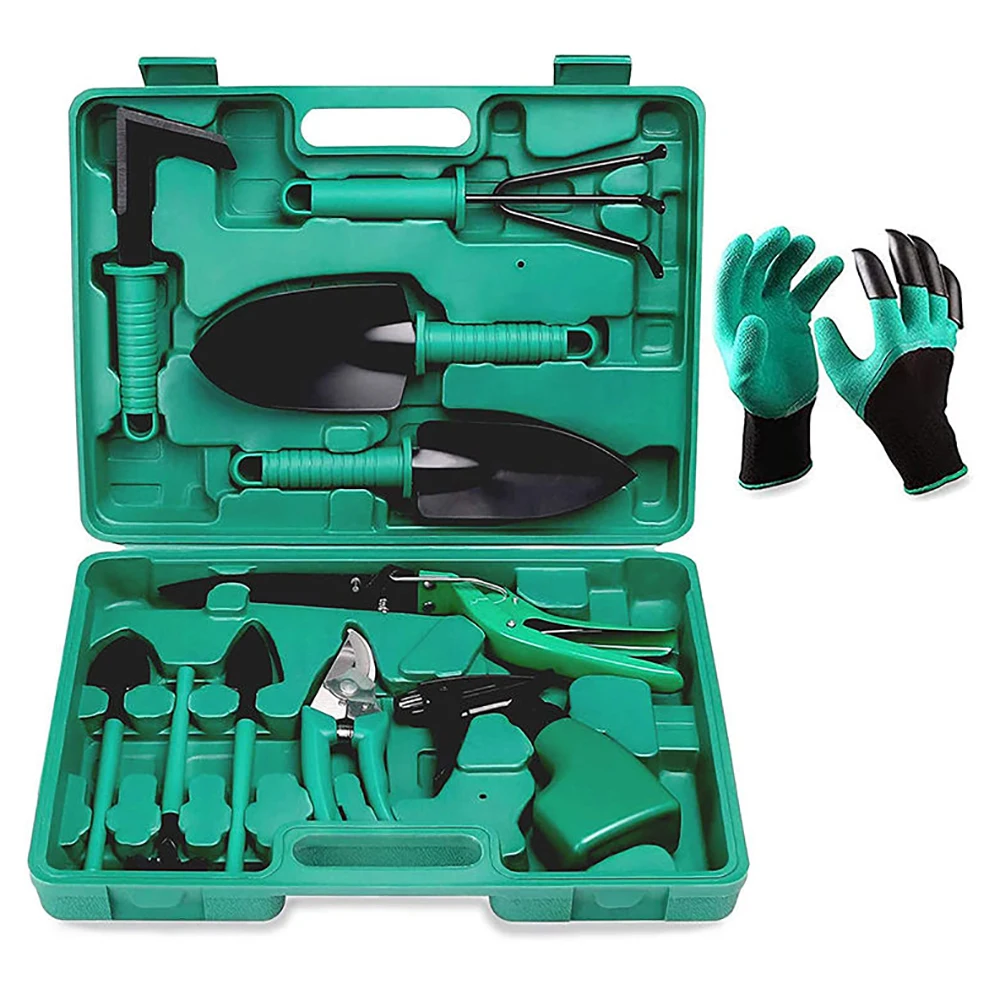 Outdoor 10 PCS Garden Tools Kit Set Gardening Planting Tools with Non-Slip Grip