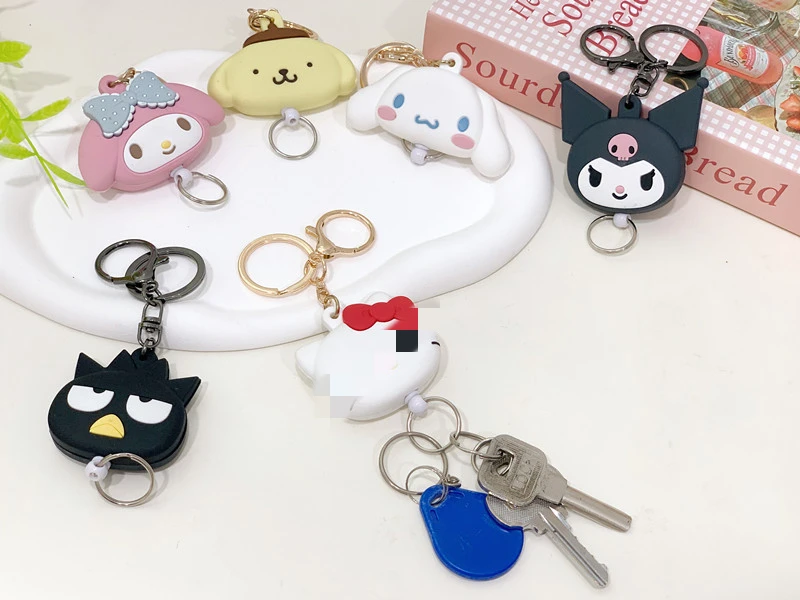 DHF854 Wholesale Lovely cartoon sanrioed key chain silicone three-dimensional Kuromi retractable key ring stretchable key chain