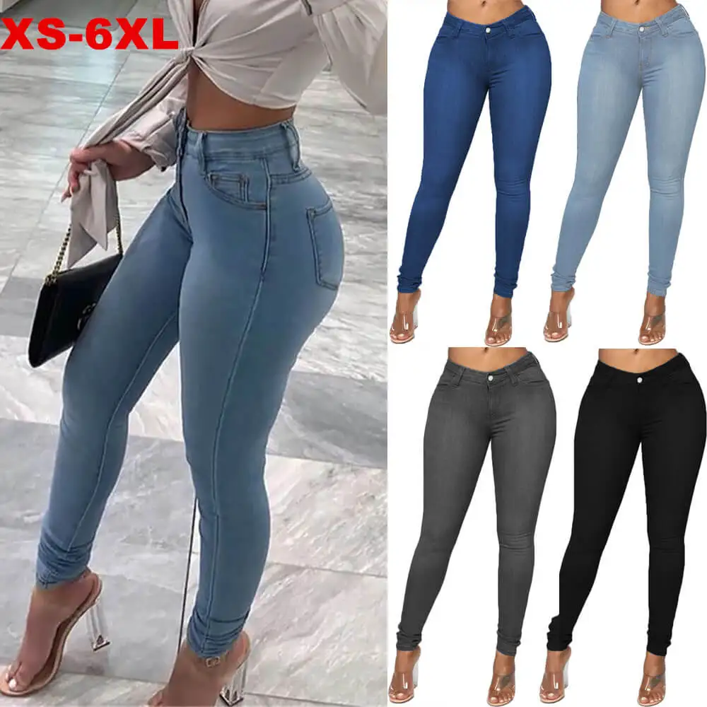 Fashion Slim Classic Basic Denim Jeans For Women Skinny High Waist Jeans Tights Denim Pencil Pants Stretch Women Jeans