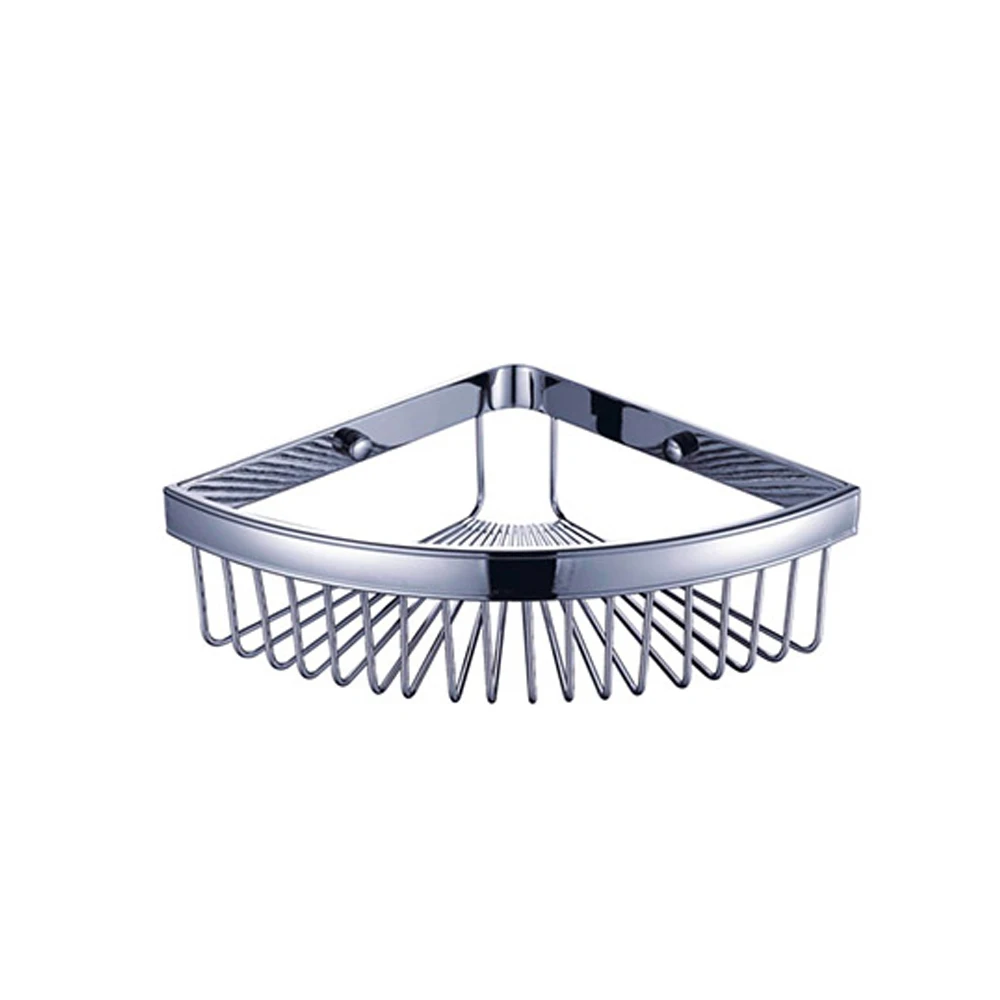 High quality retail small moq bathroom accessories shelves tir-angle netlike corner basket