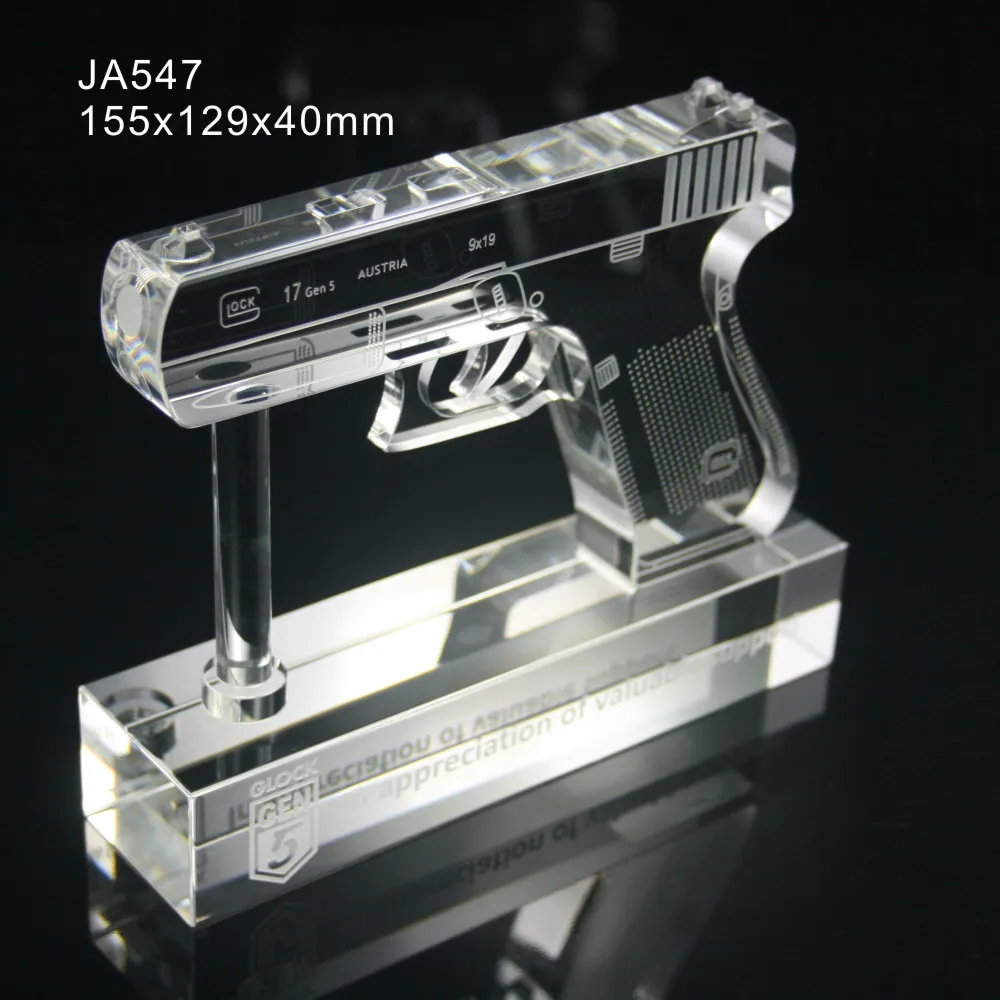 Pistol shape crystal gun model unique design for souvenirs