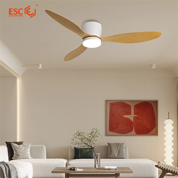 ESC LIGHTING living room bedroom ceiling fan modern 52 inch remote control low profile white ceiling fan